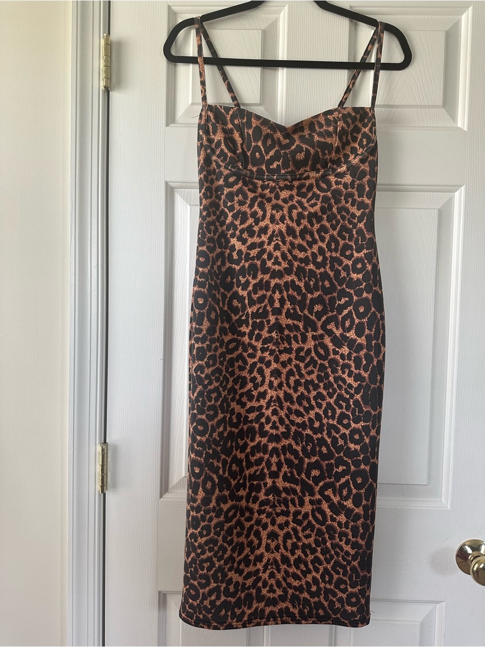 Leopard Print Slip Dress - Black and Brown